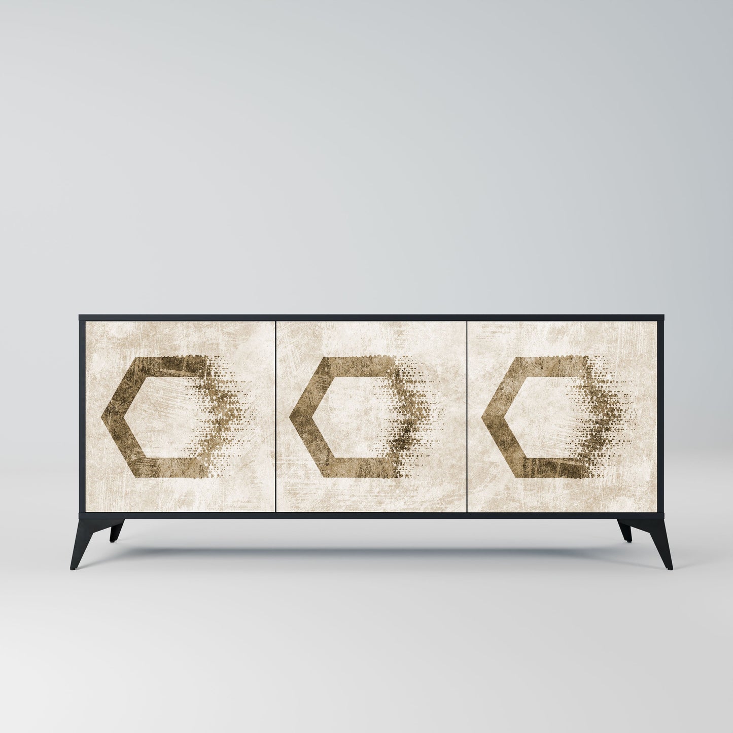 Credenza a 3 ante HEXAGONAL SHAPES in finitura nera