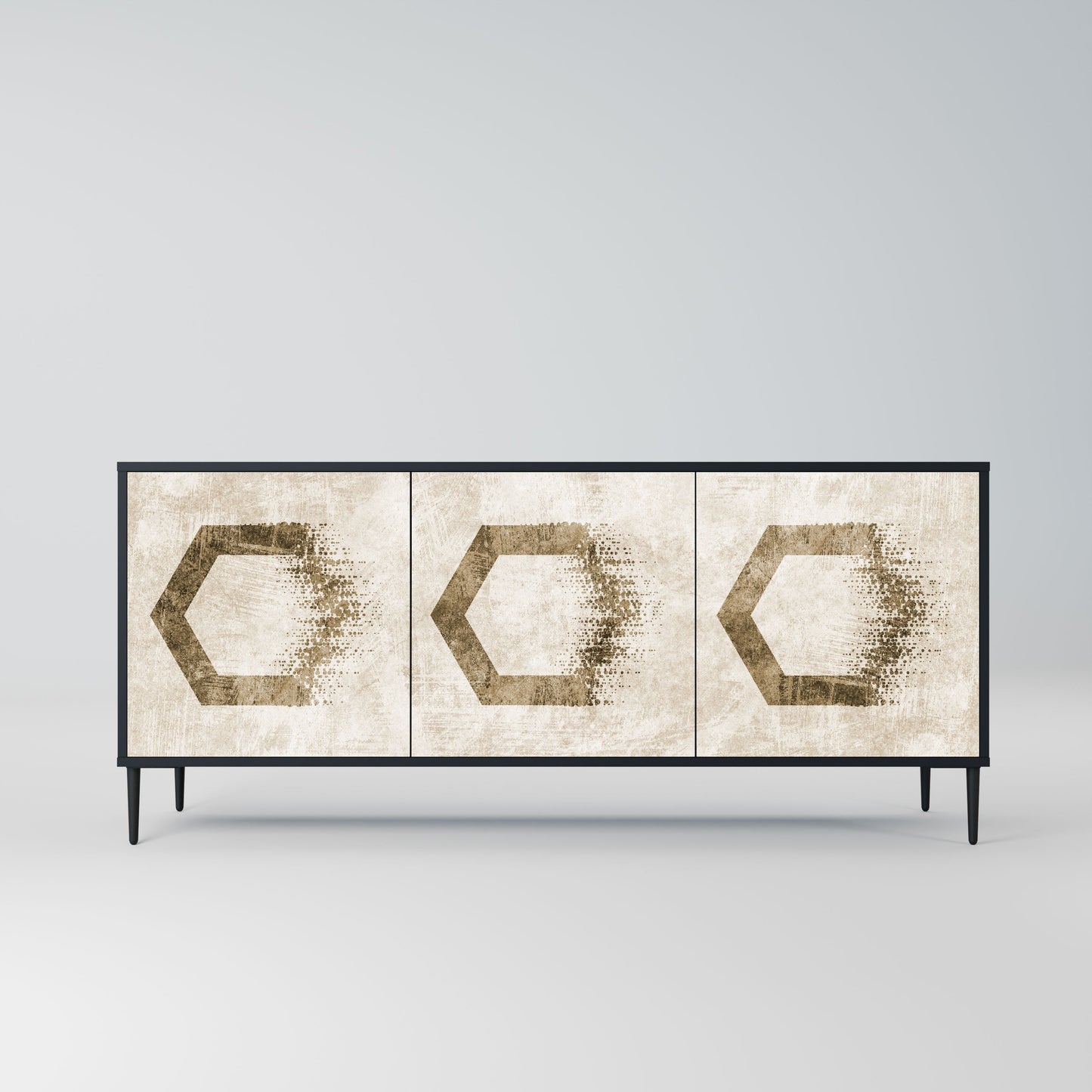 Credenza a 3 ante HEXAGONAL SHAPES in finitura nera