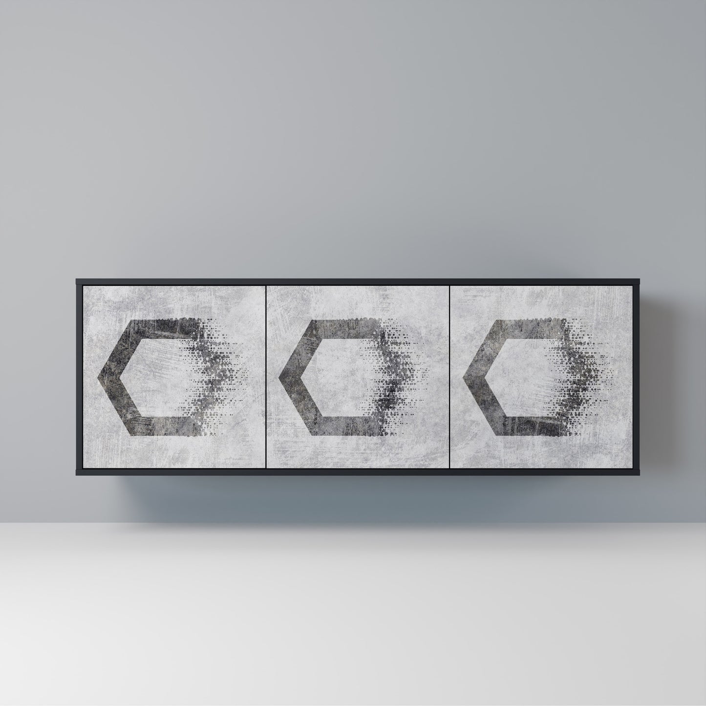 HEXAGONAL FIGURES Madia a 3 Ante in Finitura Nera