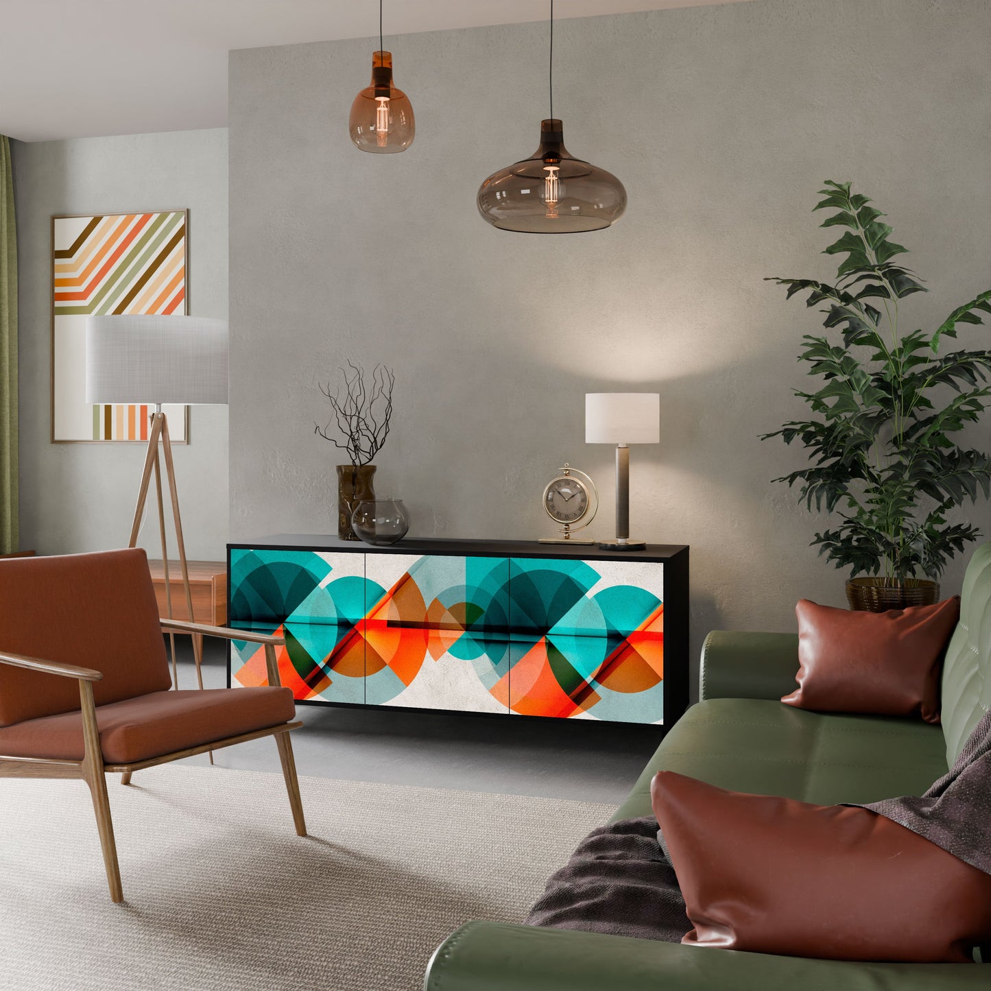 Credenza CIRCULAR RHAPSODY a 3 ante in finitura nera