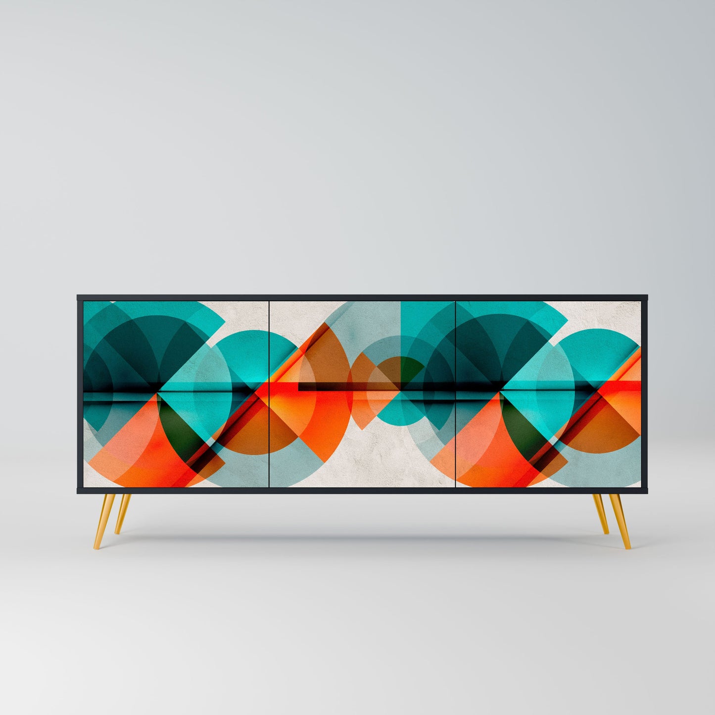 Credenza CIRCULAR RHAPSODY a 3 ante in finitura nera