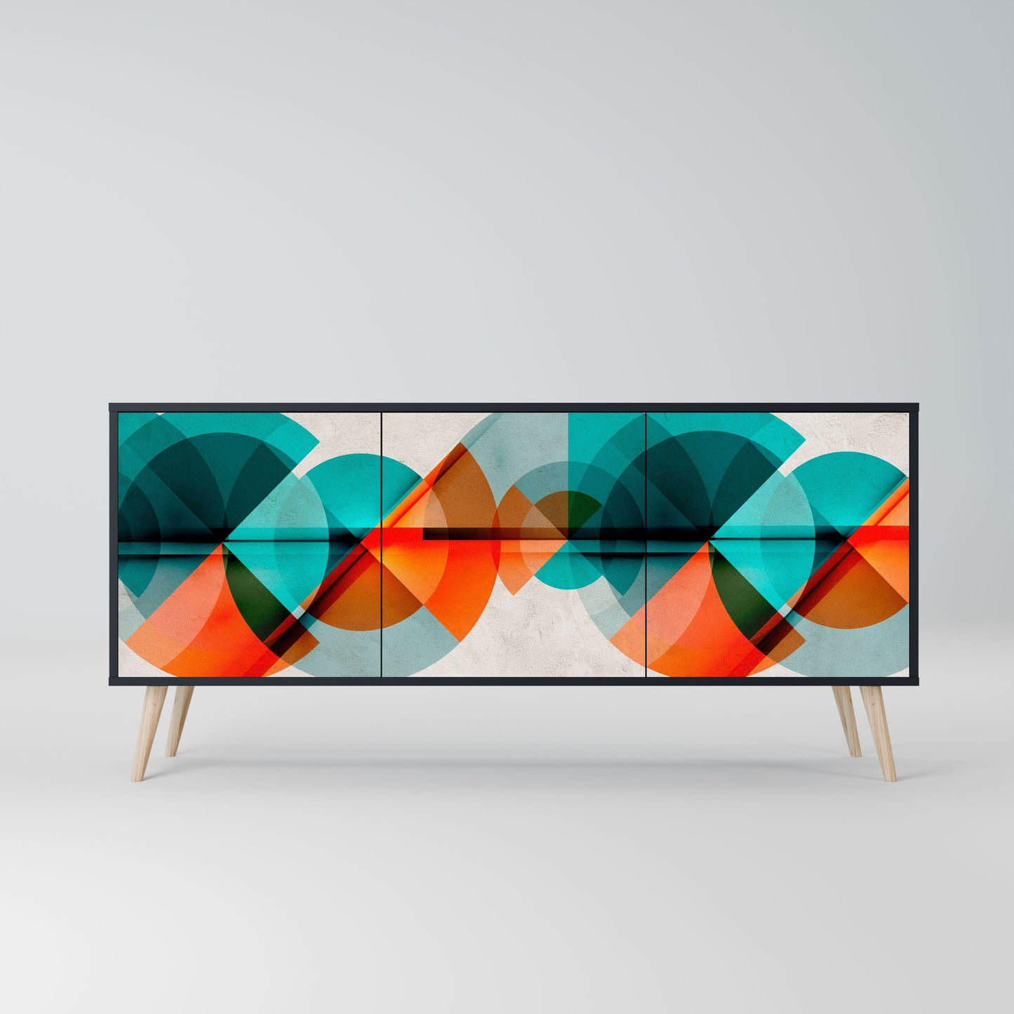 Credenza CIRCULAR RHAPSODY a 3 ante in finitura nera