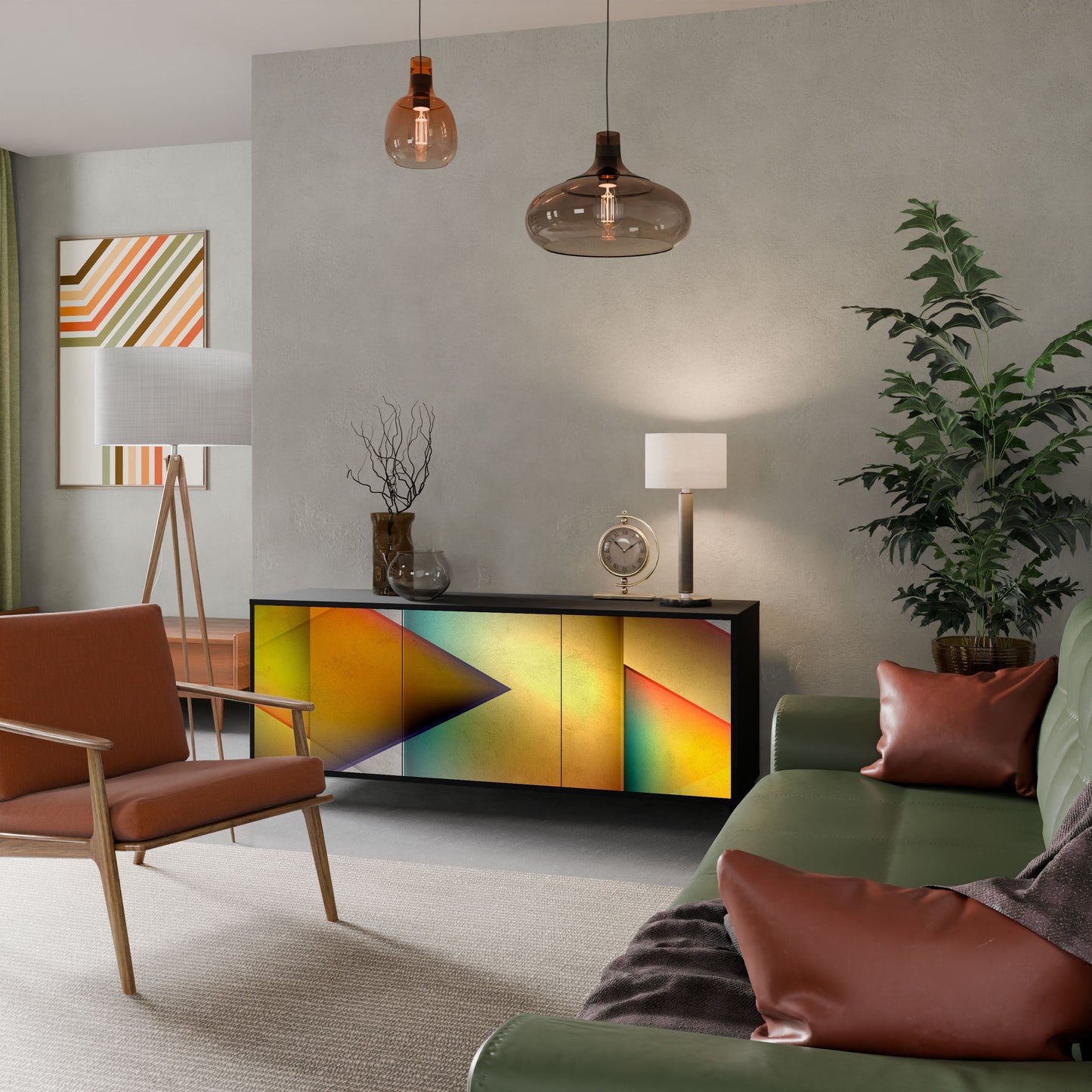 Credenza PIERCING SHARPNESS a 3 ante in finitura nera