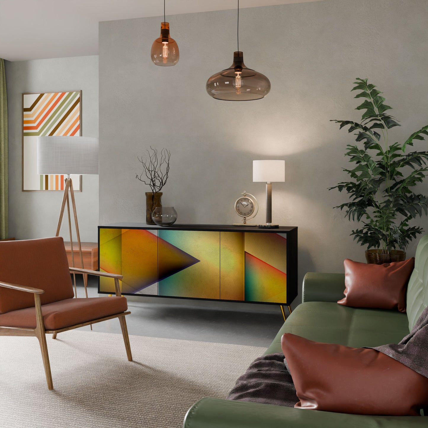 Credenza PIERCING SHARPNESS a 3 ante in finitura nera