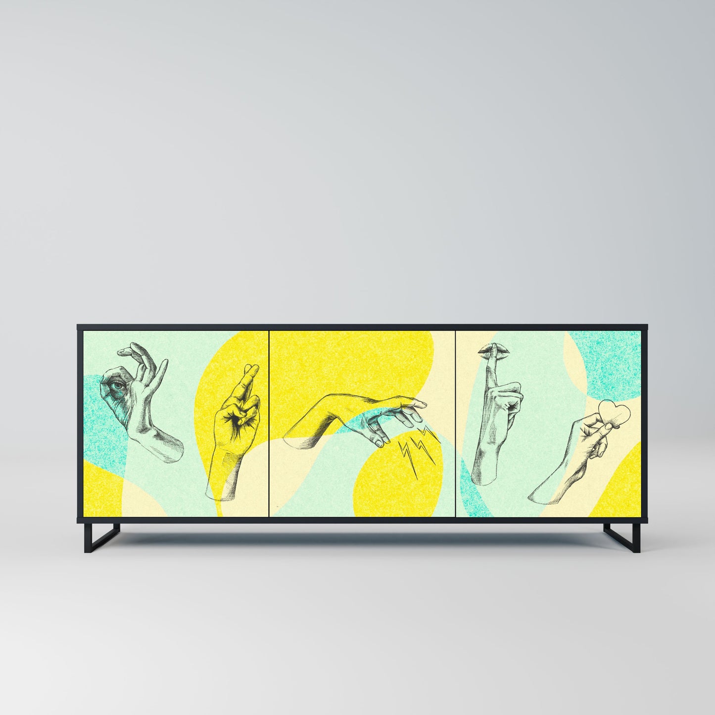 BODY LANGUAGE Credenza a 3 ante in finitura nera