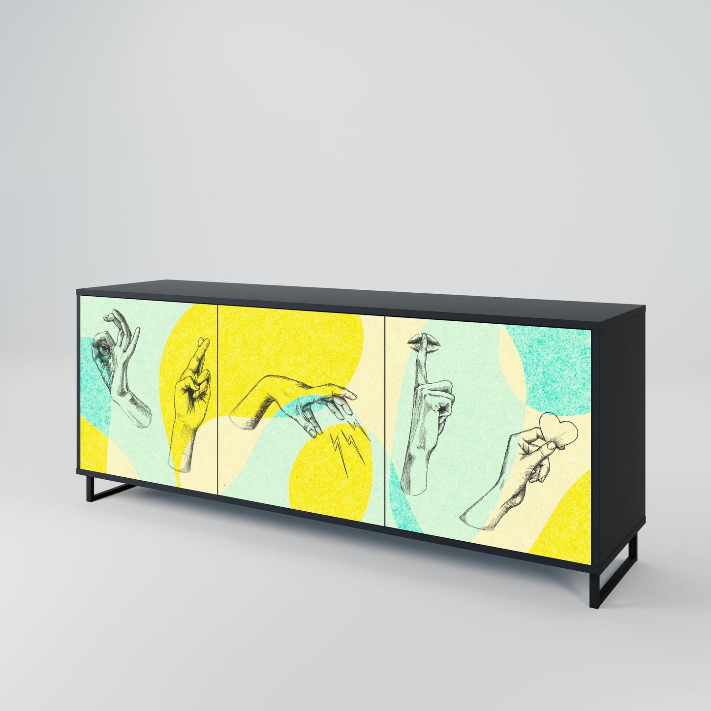 BODY LANGUAGE Credenza a 3 ante in finitura nera