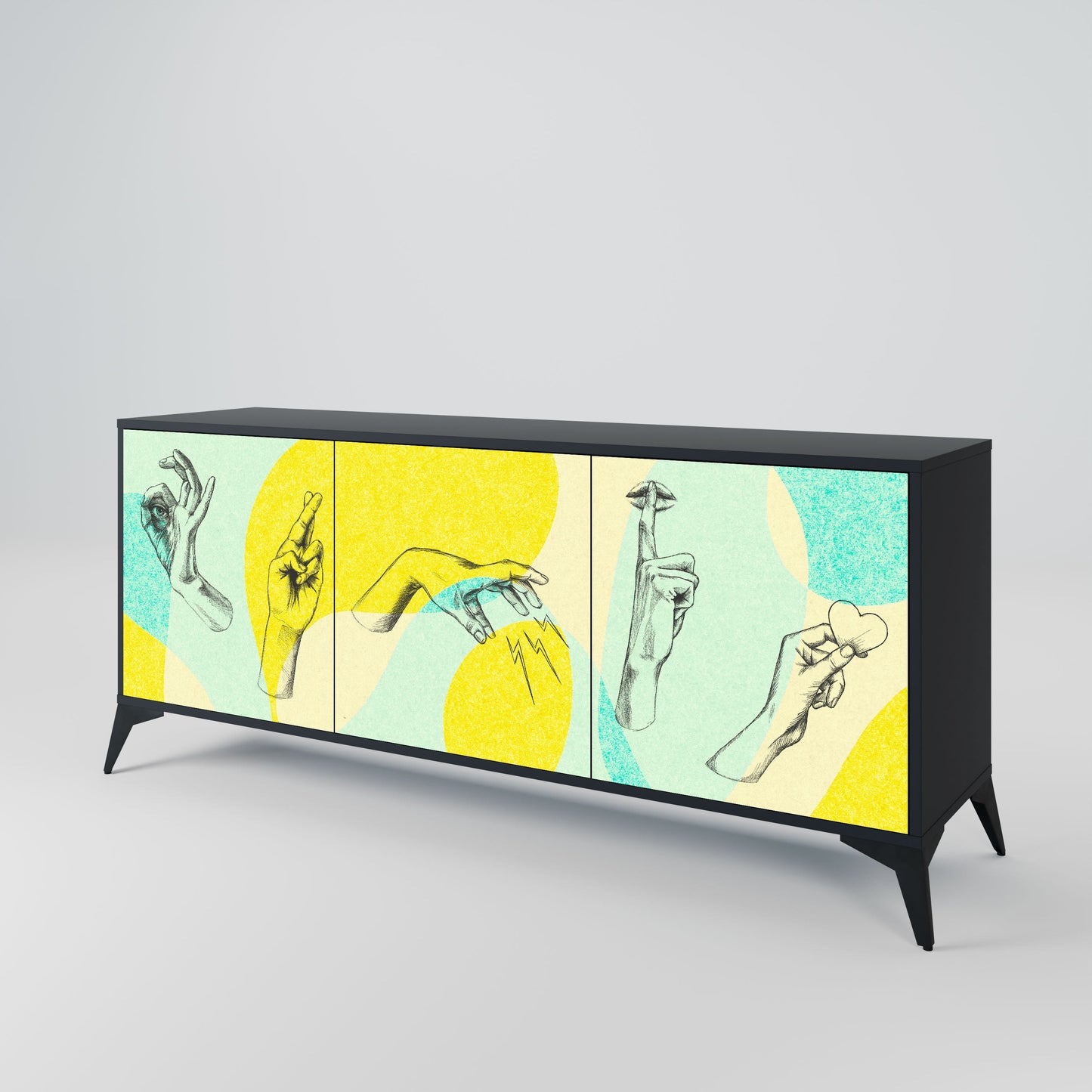 BODY LANGUAGE Credenza a 3 ante in finitura nera