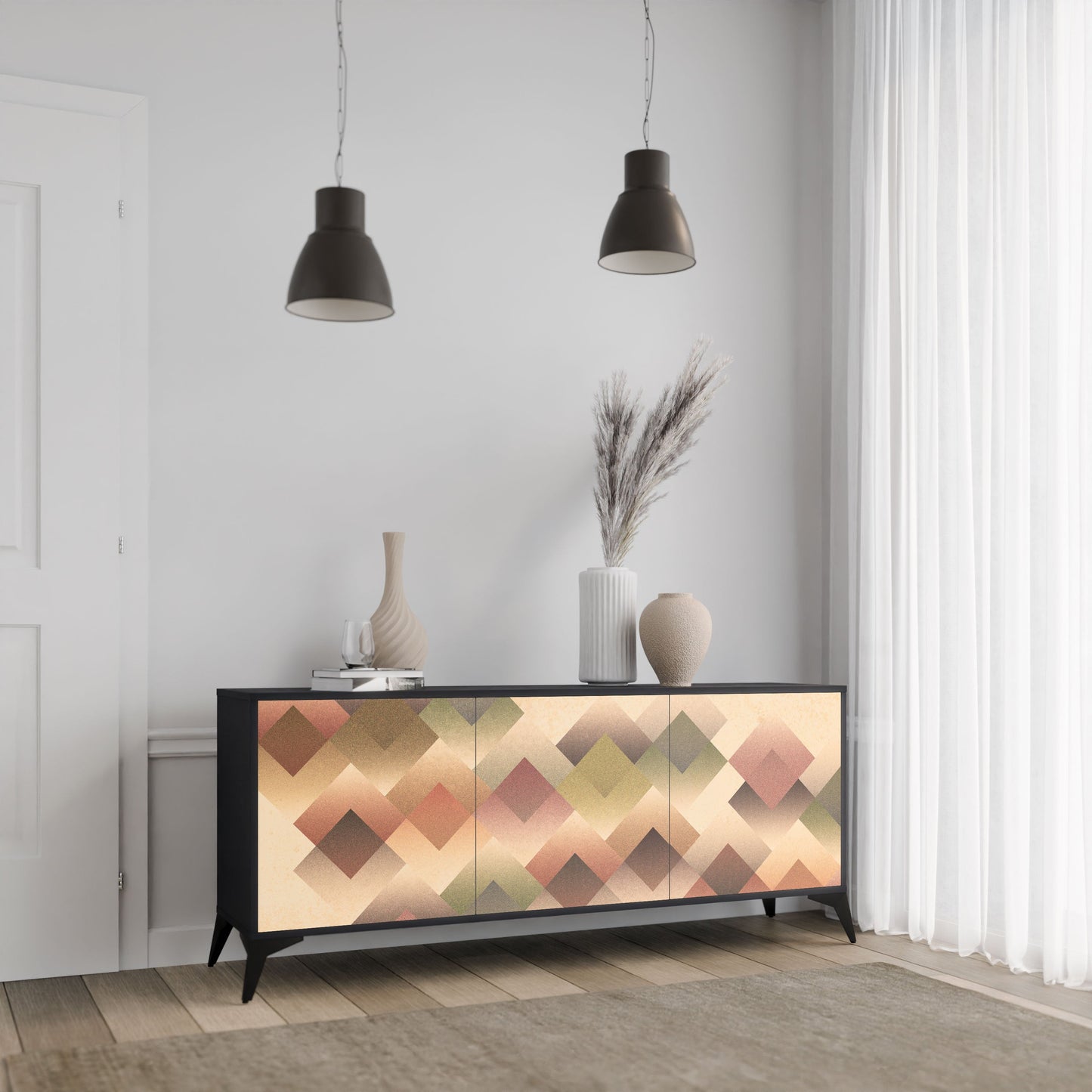 Credenza a 3 ante GEOMETRIC FUSION in finitura nera