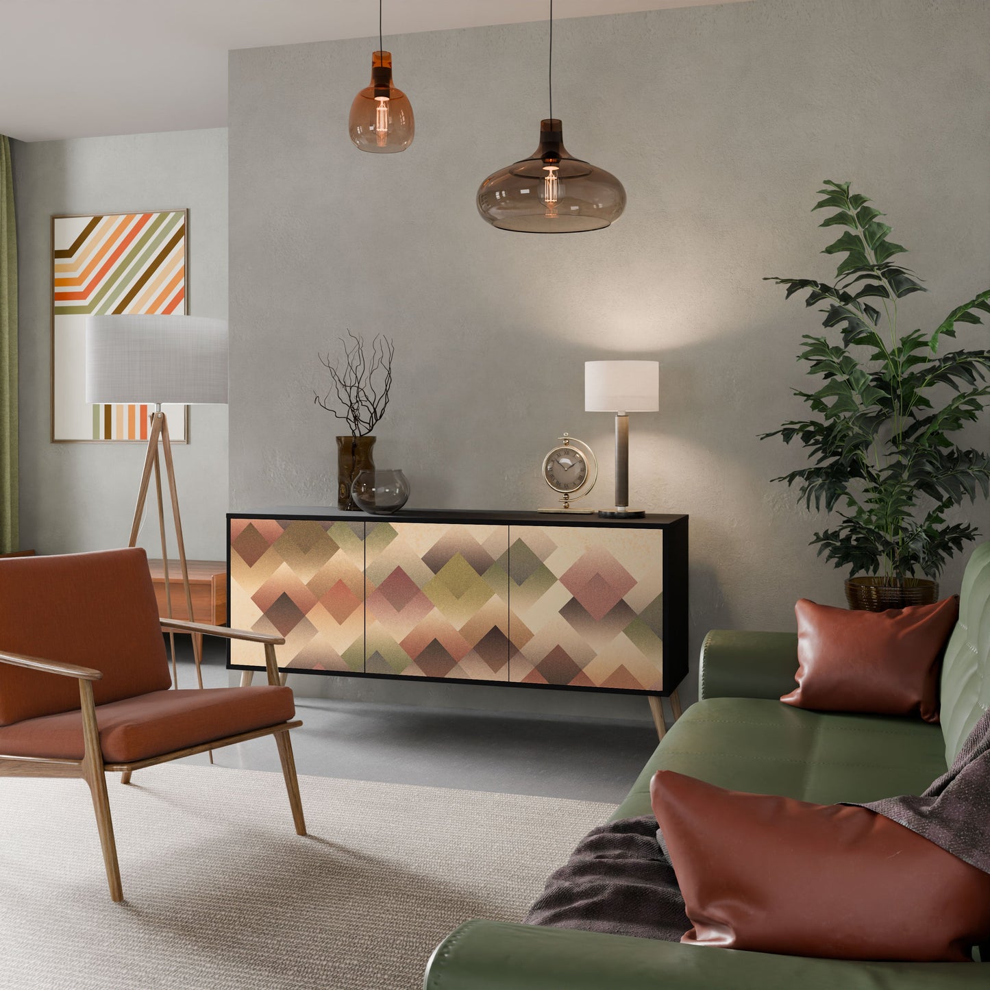 Credenza a 3 ante GEOMETRIC FUSION in finitura nera