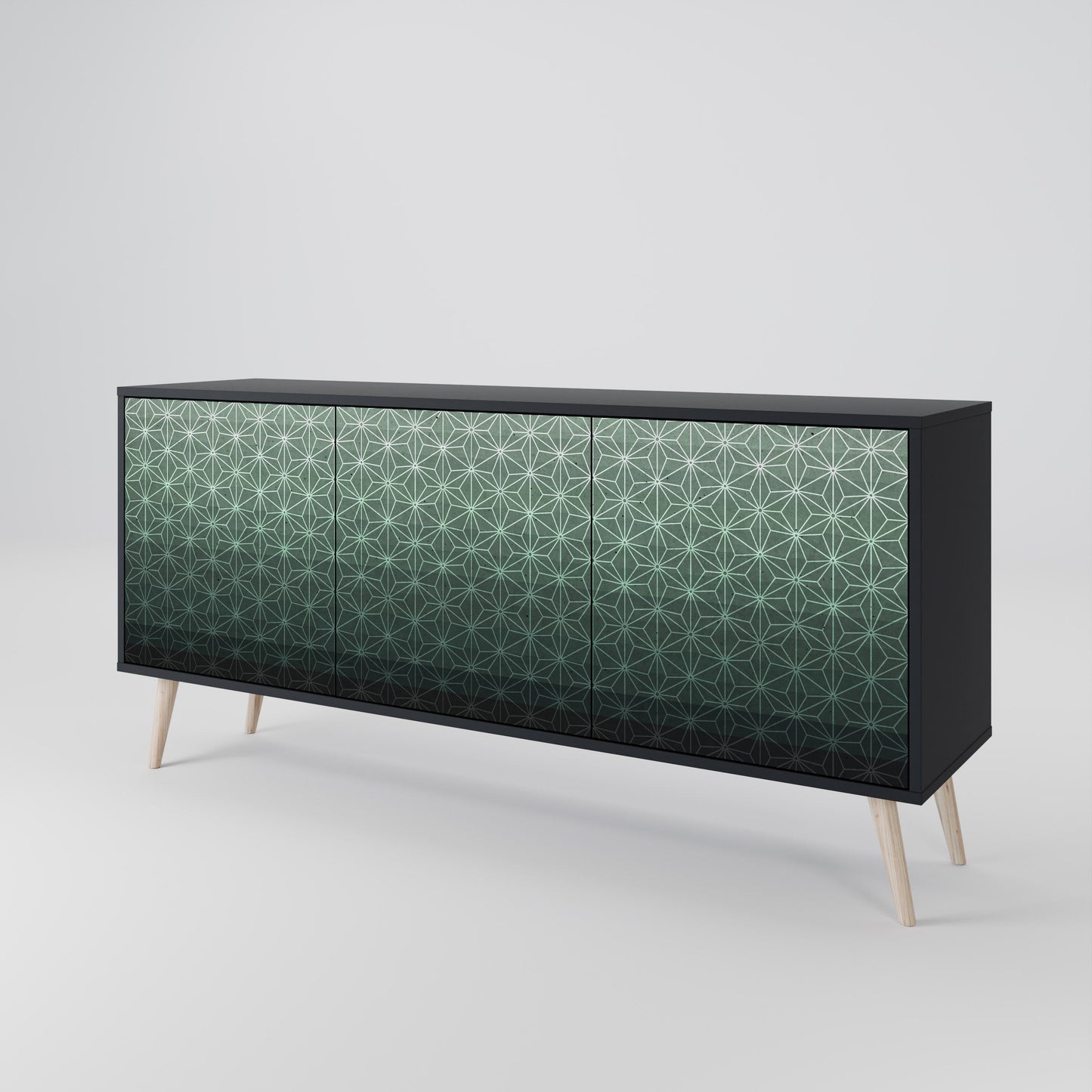 Credenza ORNAMENTAL GLIMMER a 3 ante in finitura nera