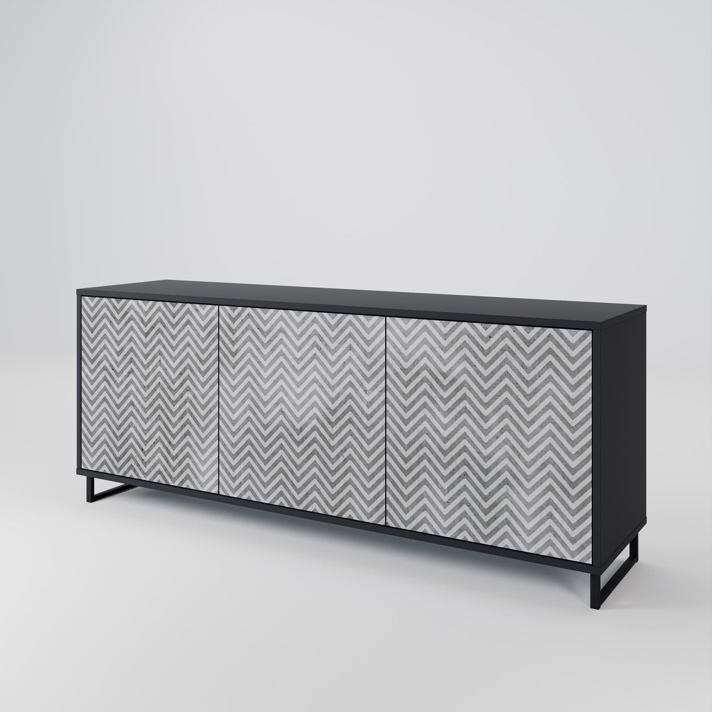 Credenza CONCRETE ZIG ZAG a 3 ante in finitura nera