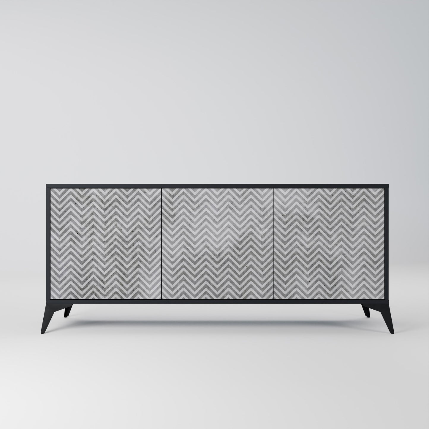 Credenza CONCRETE ZIG ZAG a 3 ante in finitura nera