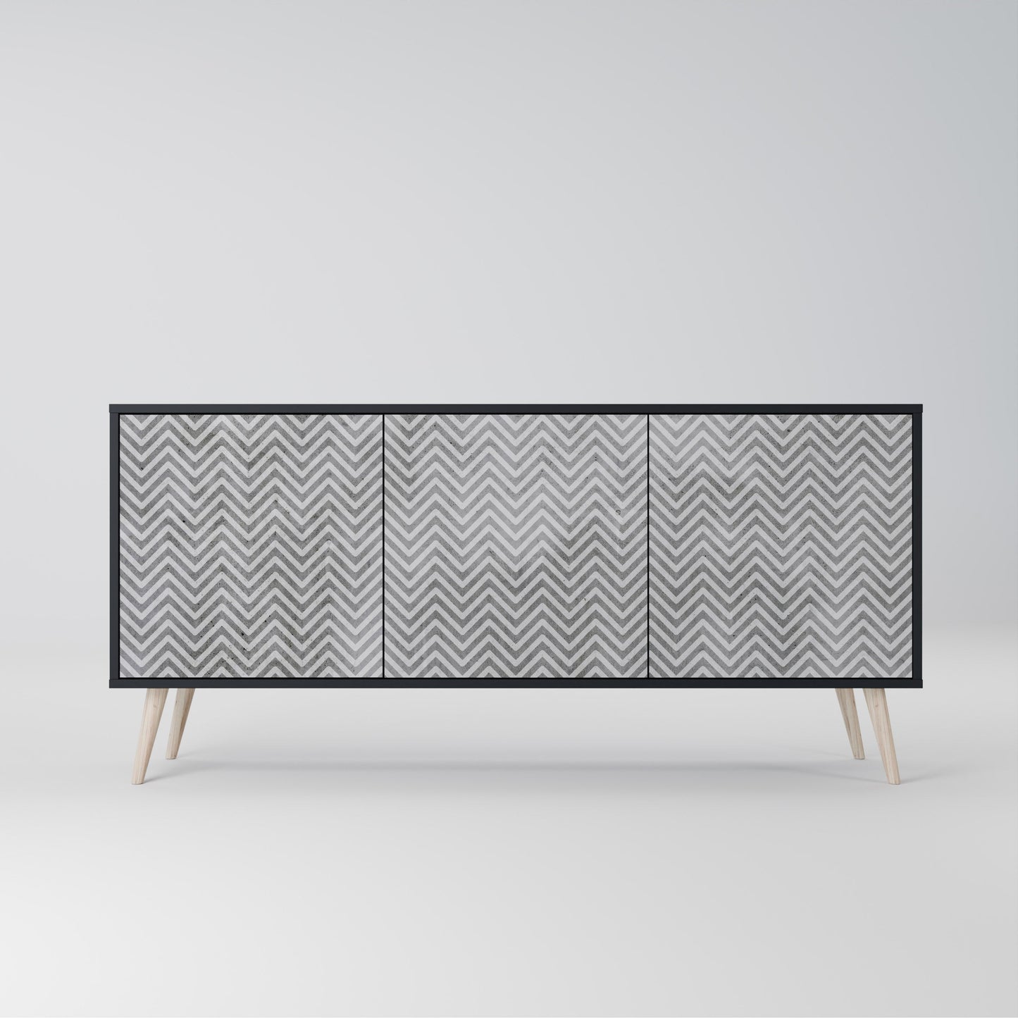 Credenza CONCRETE ZIG ZAG a 3 ante in finitura nera