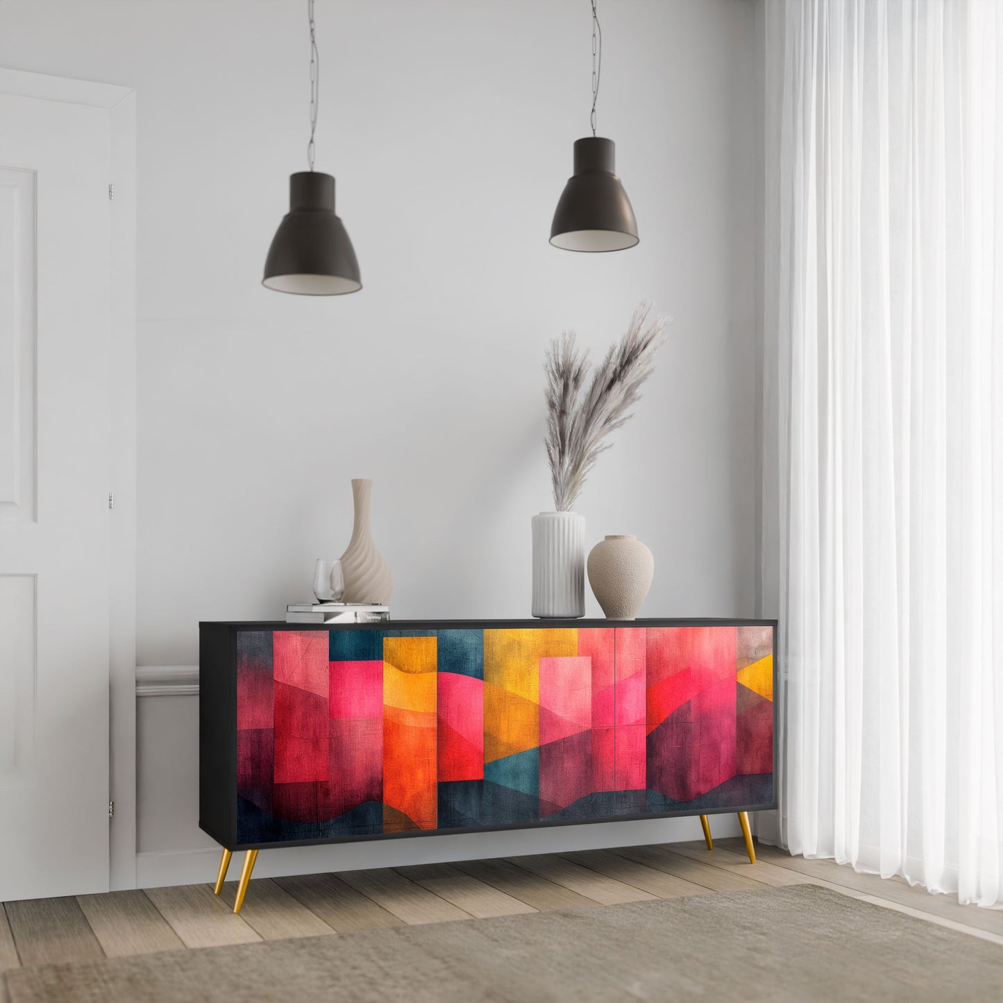 Credenza a 3 ante COLORFUL SOUNDS in finitura nera