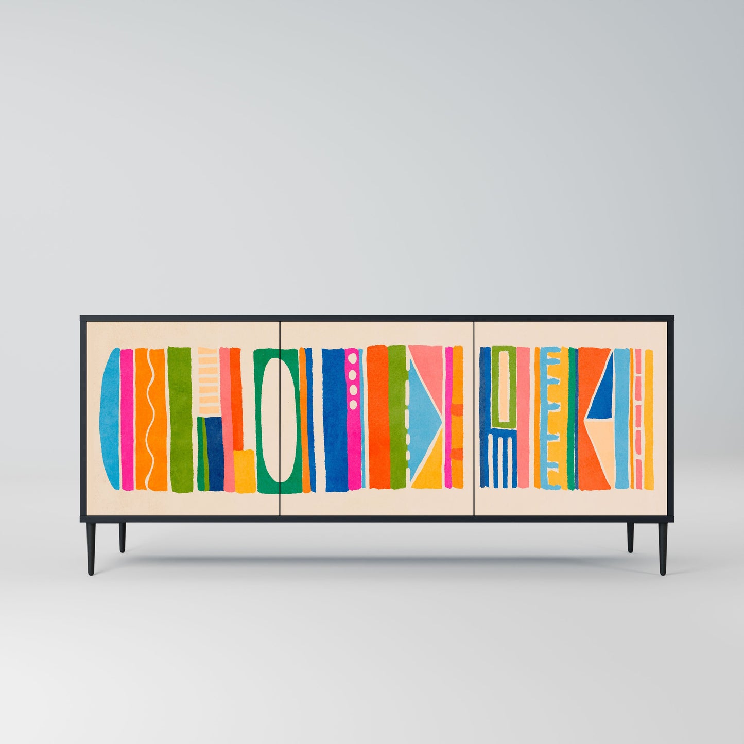 Credenza GEOMETRIC SHINE a 3 ante in finitura nera