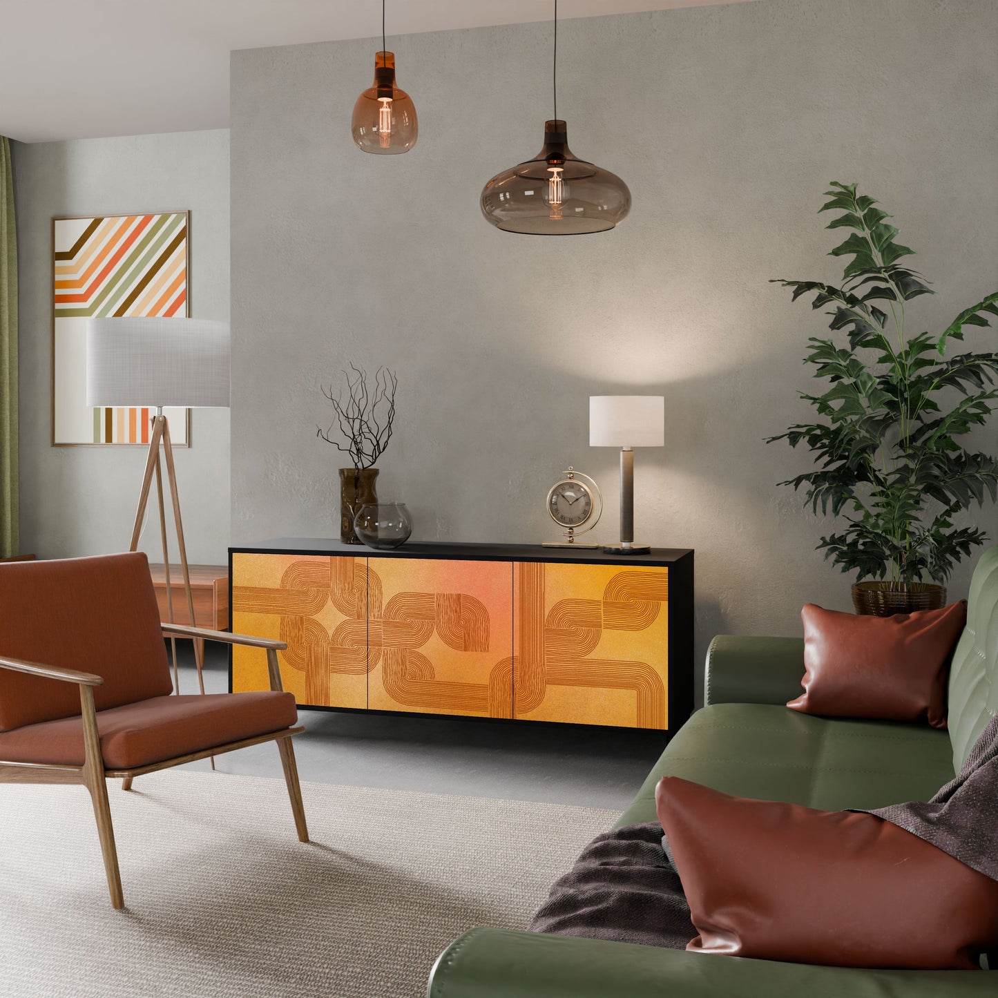 Credenza a 3 ante con finitura nera STRENGTHENING RELATION