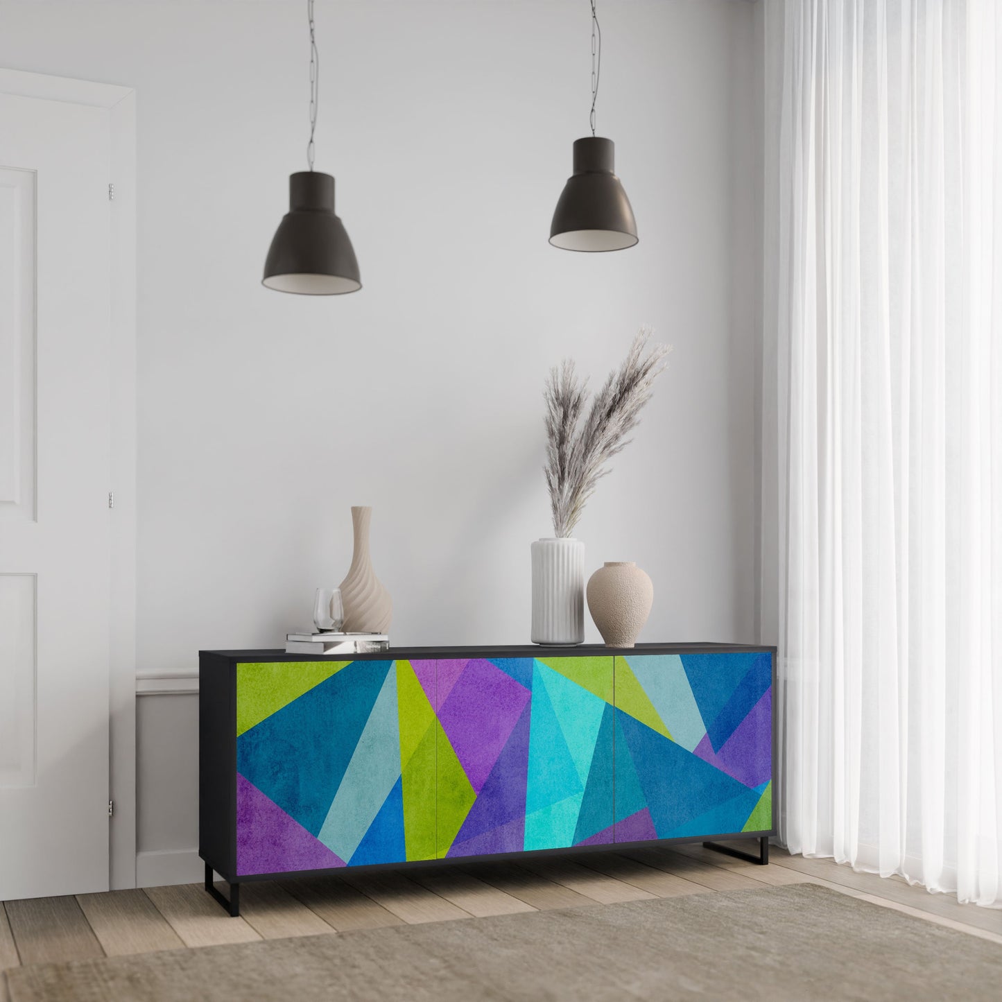 Credenza COLD SHOWCASE a 3 ante in finitura nera