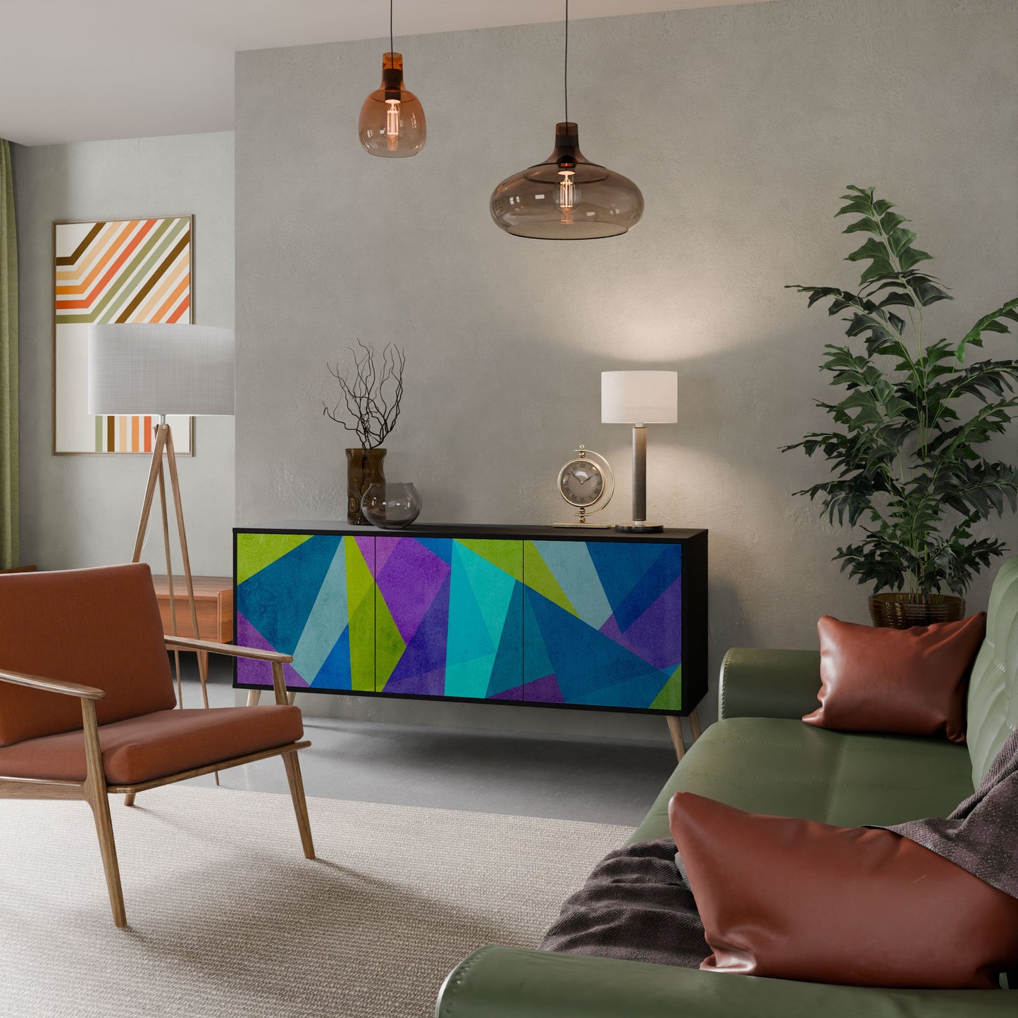 Credenza COLD SHOWCASE a 3 ante in finitura nera