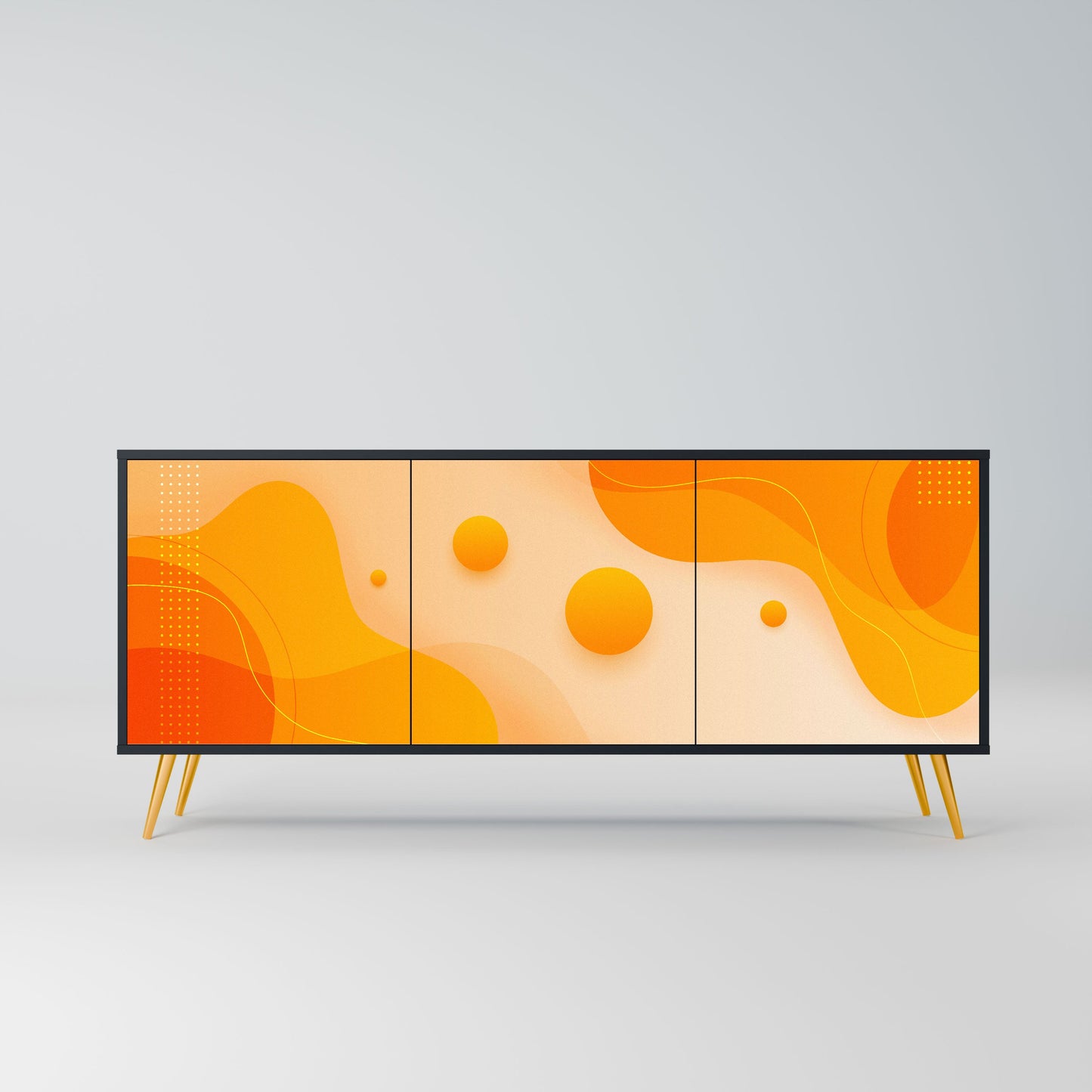 Credenza a 3 ante ORANGE ARRANGEMENT in finitura nera