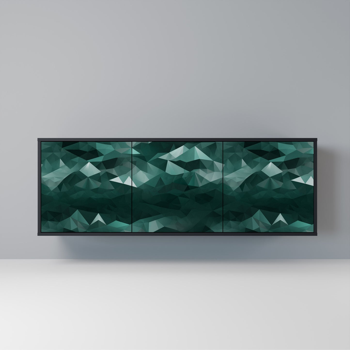 POLYGONAL FLOATING Madia a 3 Ante in Finitura Nera