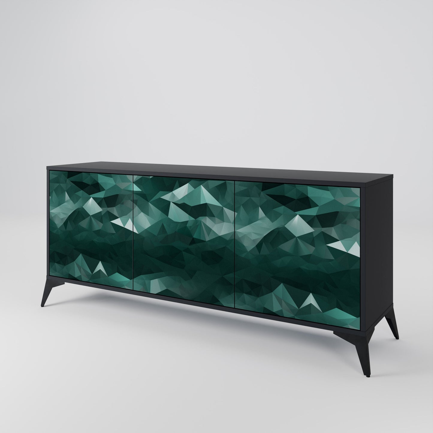 Credenza a 3 ante POLYGONAL FLOATING in finitura nera