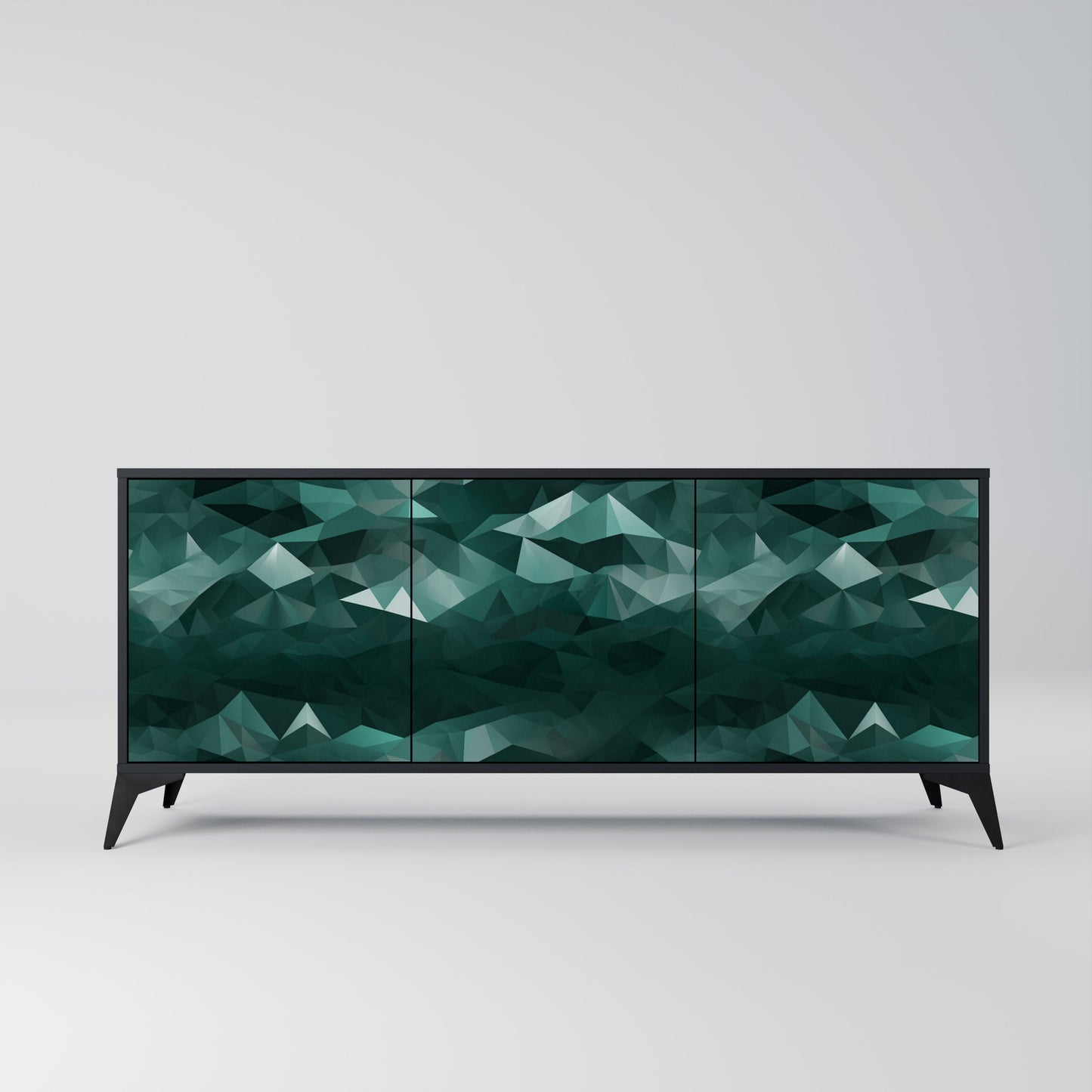 Credenza a 3 ante POLYGONAL FLOATING in finitura nera