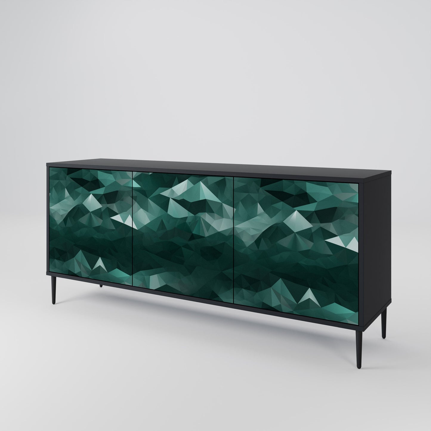Credenza a 3 ante POLYGONAL FLOATING in finitura nera