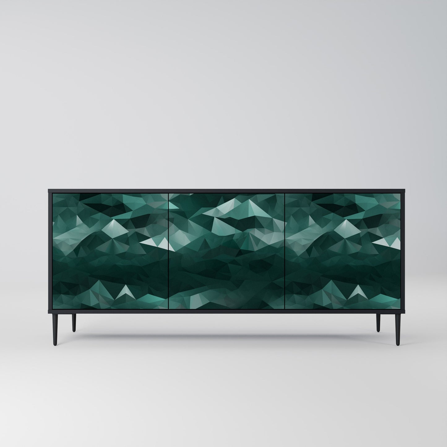 Credenza a 3 ante POLYGONAL FLOATING in finitura nera