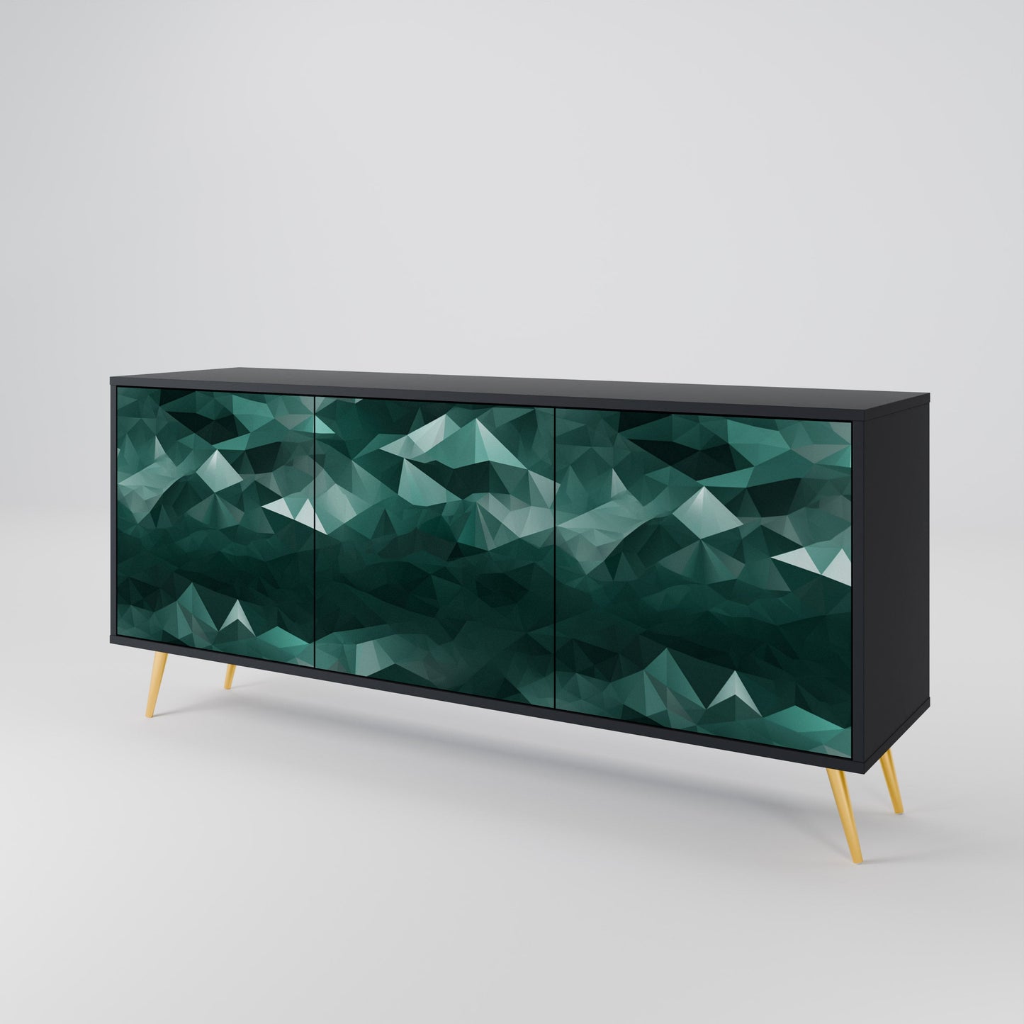 Credenza a 3 ante POLYGONAL FLOATING in finitura nera