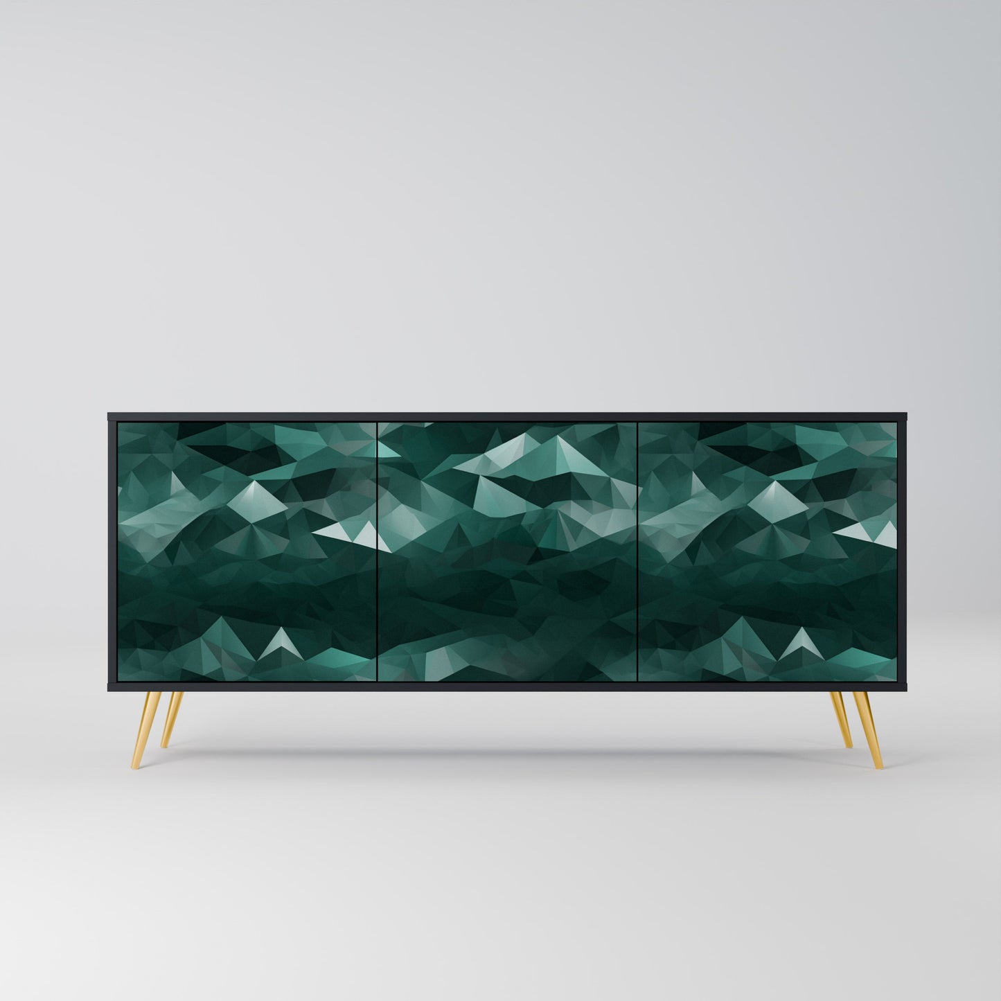 Credenza a 3 ante POLYGONAL FLOATING in finitura nera