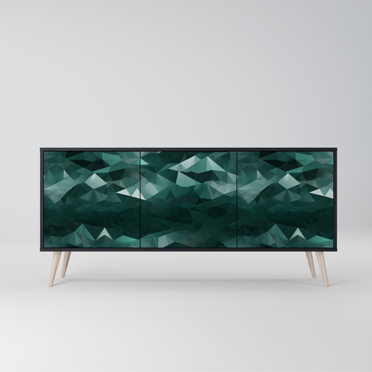 Credenza a 3 ante POLYGONAL FLOATING in finitura nera