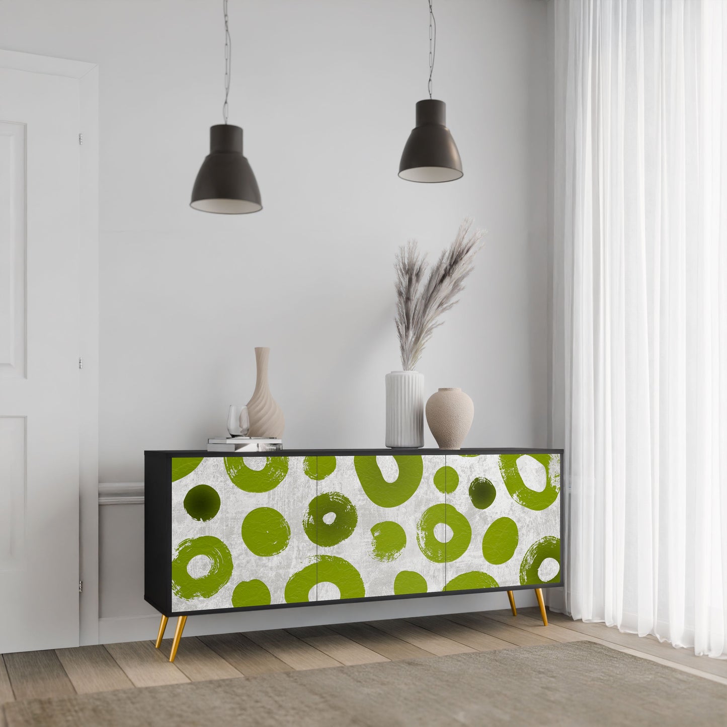 Credenza a 3 ante GREEN RHAPSODY in finitura nera