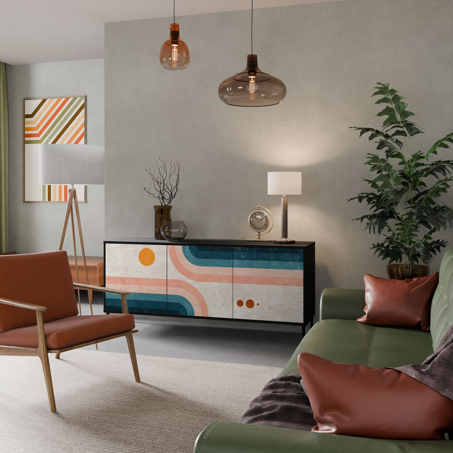 Credenza TWO HALVES a 3 ante in finitura nera