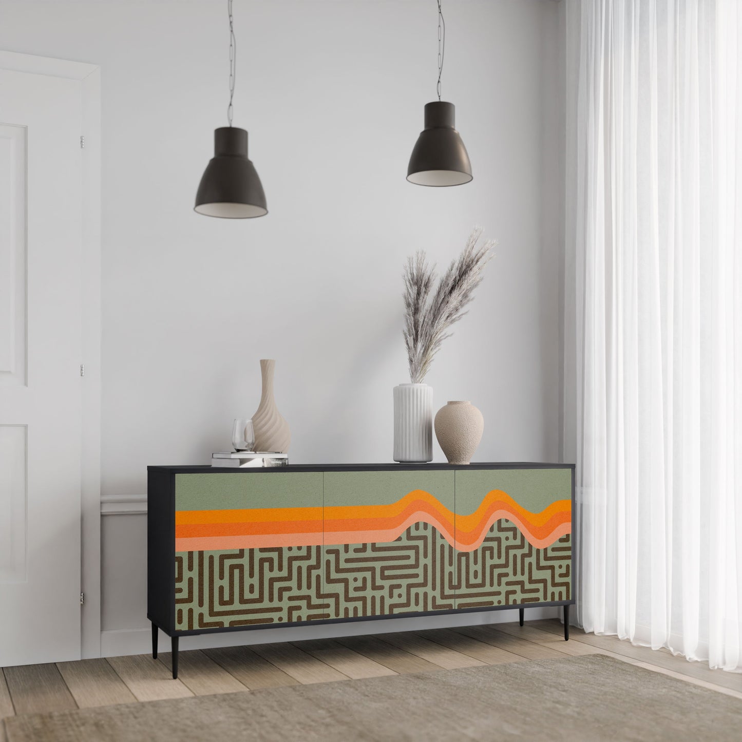 Credenza a 3 ante SIMPLE SOLUTIONS in finitura nera