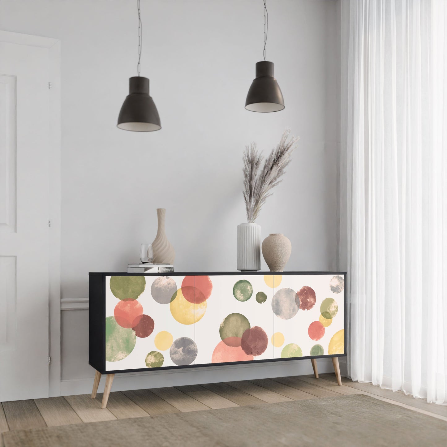 Credenza FLEETING HAPPINESS a 3 ante in finitura nera