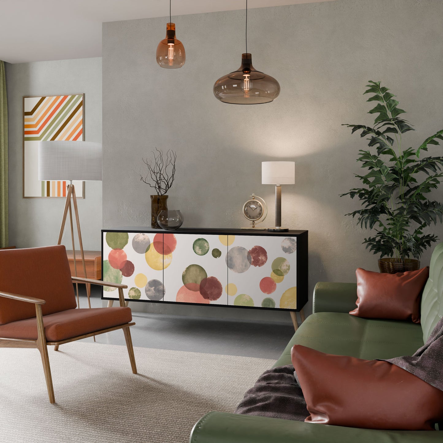 Credenza FLEETING HAPPINESS a 3 ante in finitura nera