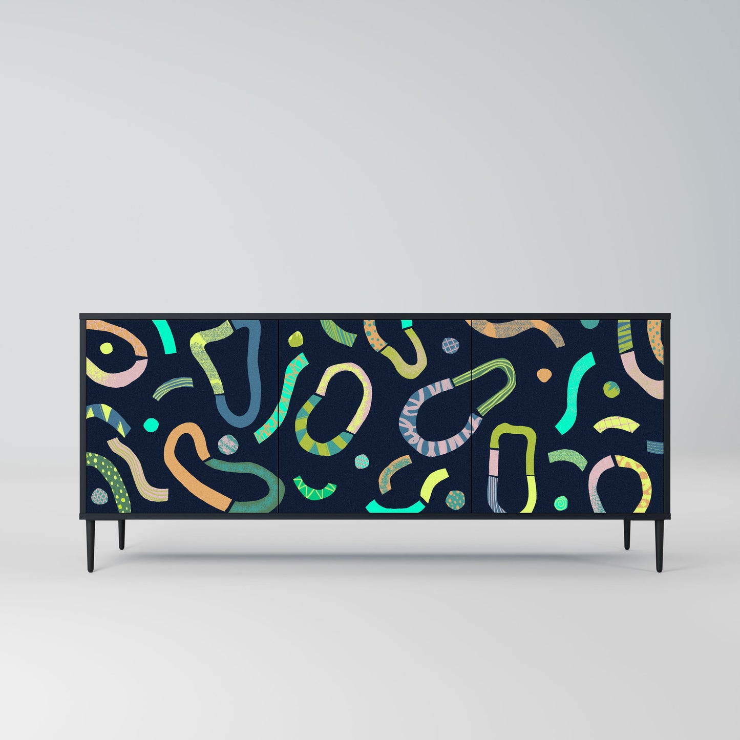 Credenza a 3 ante CONTRAST DANCE in finitura nera