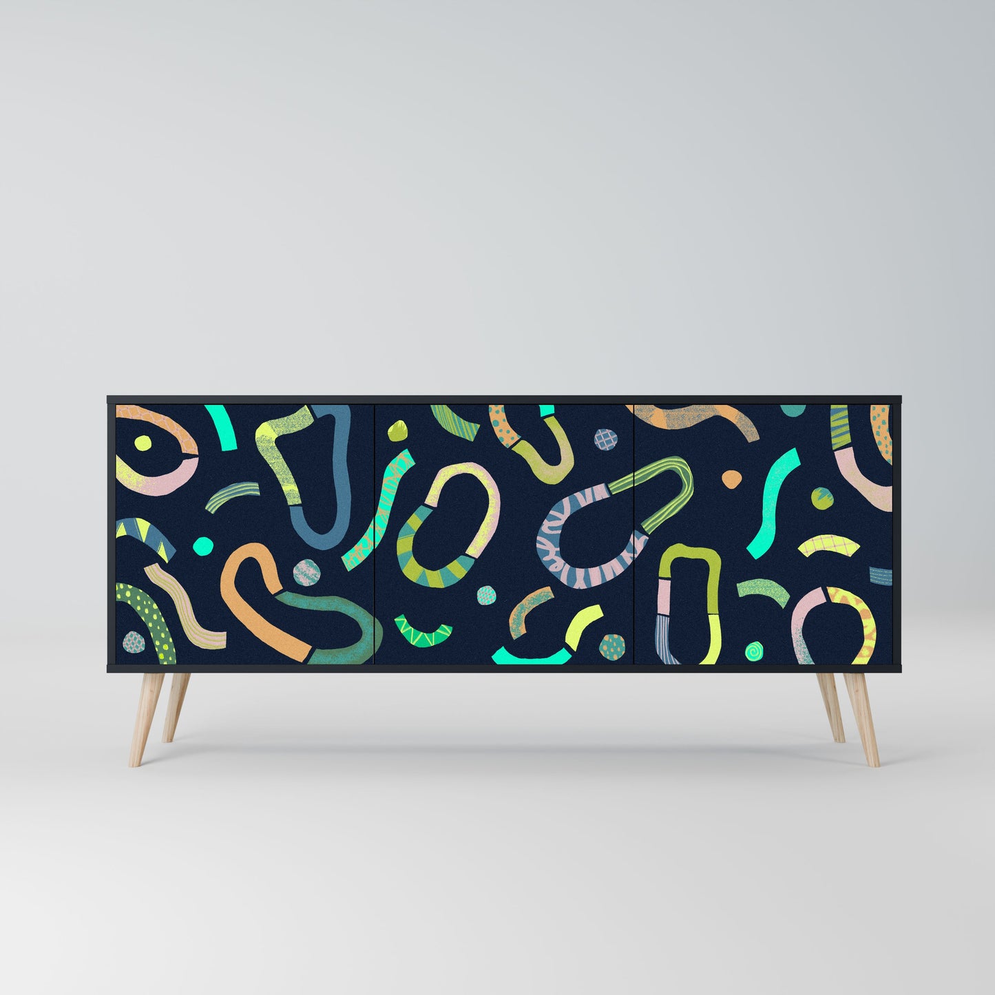 Credenza a 3 ante CONTRAST DANCE in finitura nera