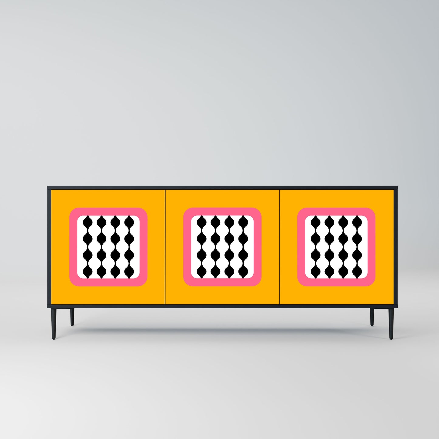 Credenza TEARS IN HEAVEN a 3 ante in finitura nera