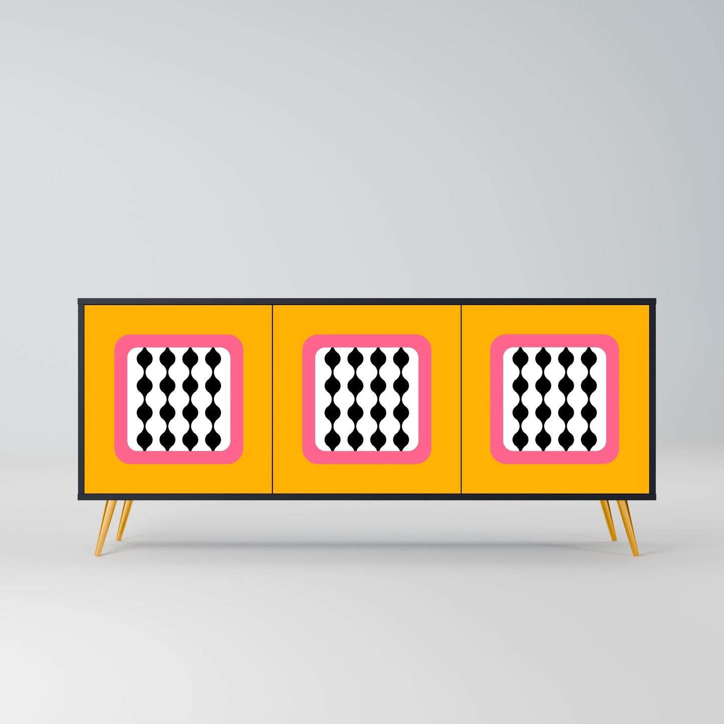 Credenza TEARS IN HEAVEN a 3 ante in finitura nera