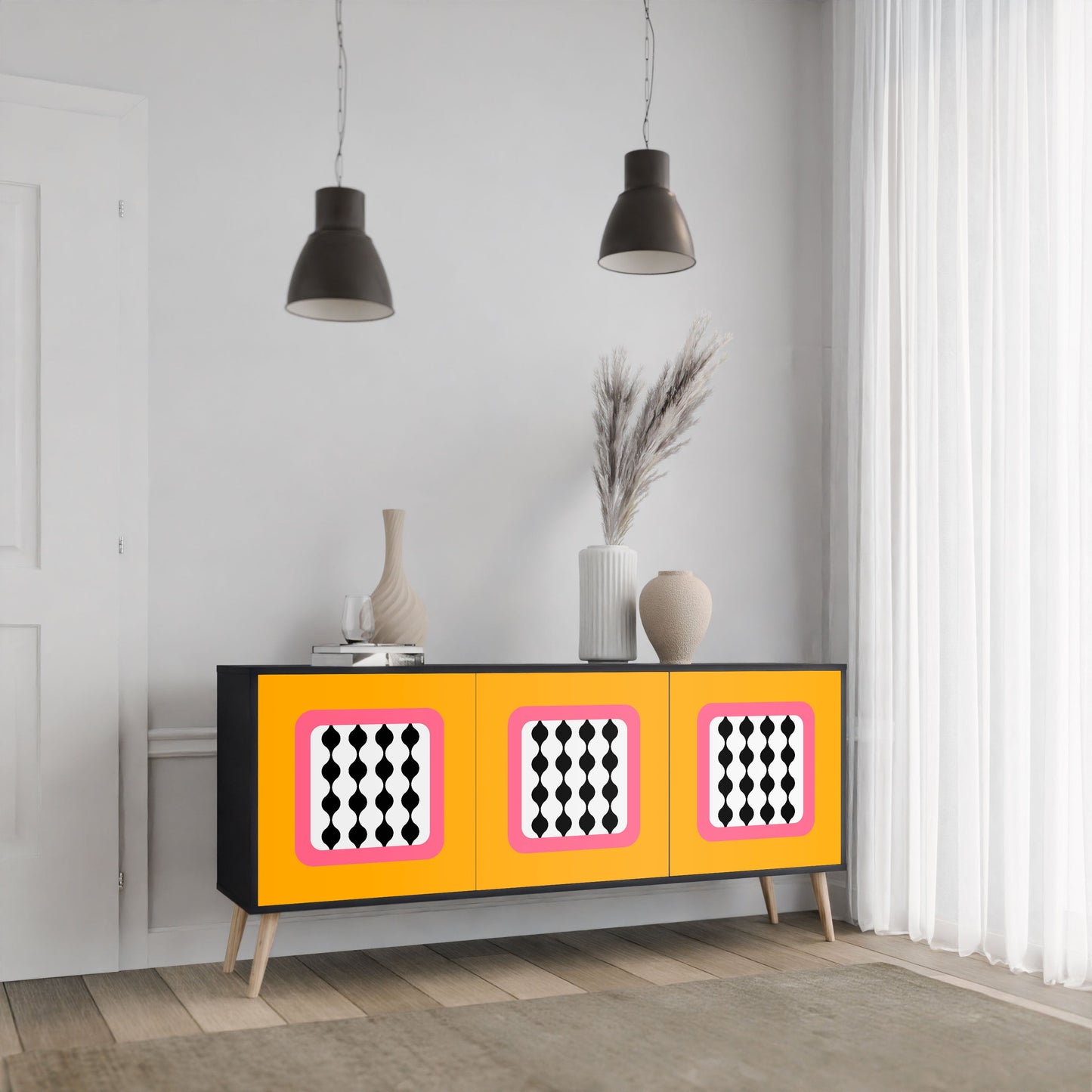 Credenza TEARS IN HEAVEN a 3 ante in finitura nera
