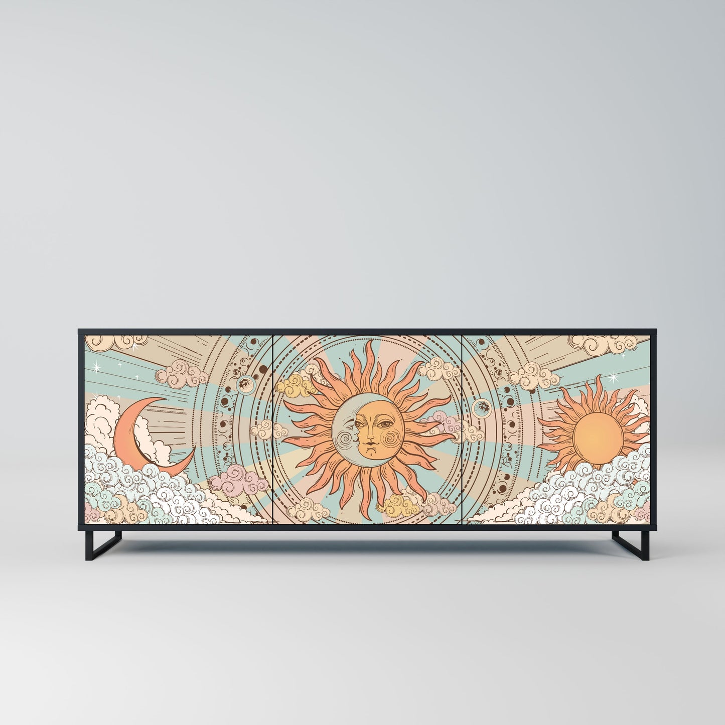 MYSTICAL STRUCTURE 3-Door Sideboard in Black Finish