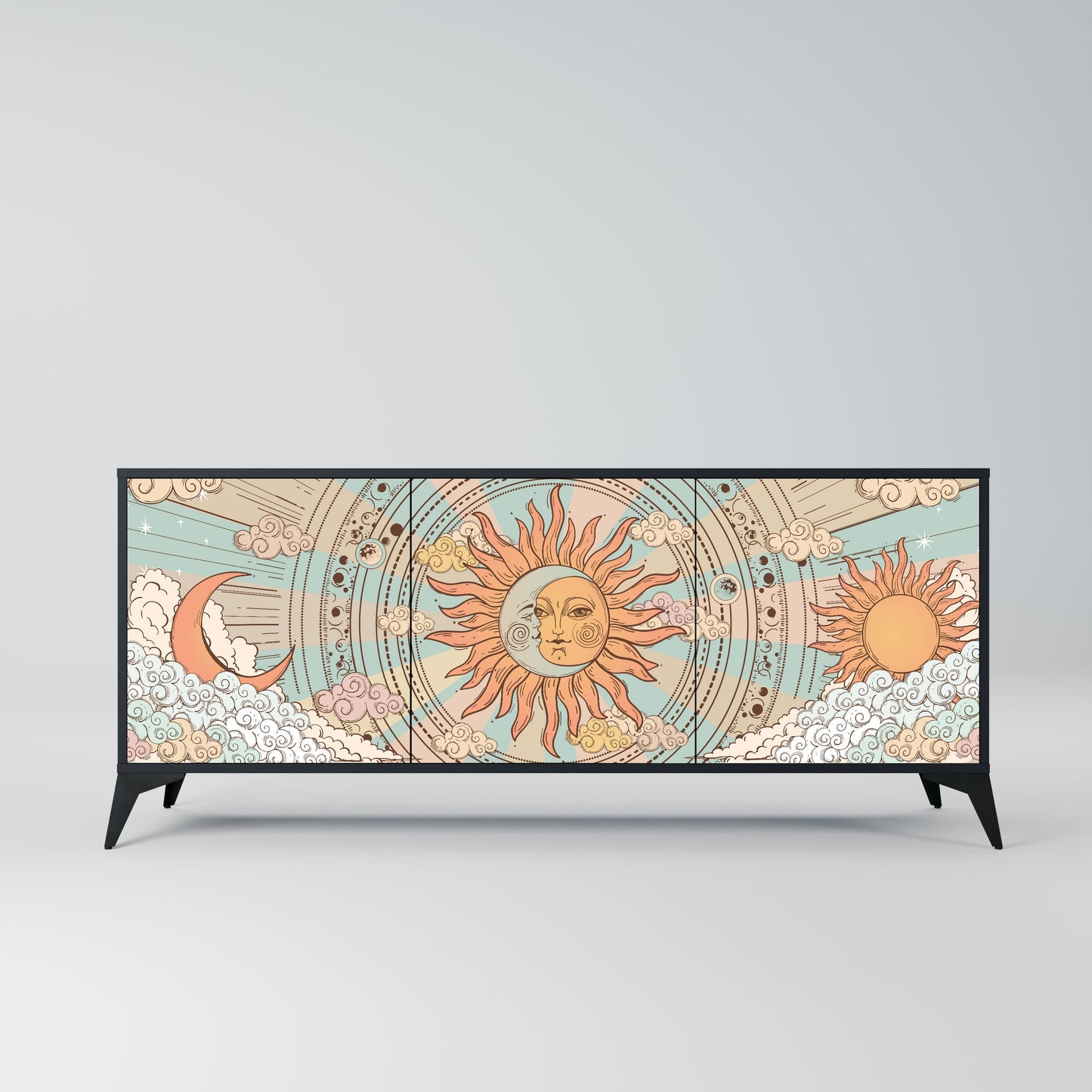 MYSTICAL STRUCTURE 3-Door Sideboard in Black Finish