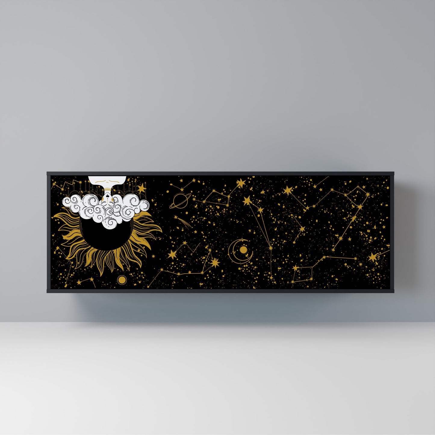 STELLAR CONSTELLATIONS Madia a 3 Ante in Finitura Nera
