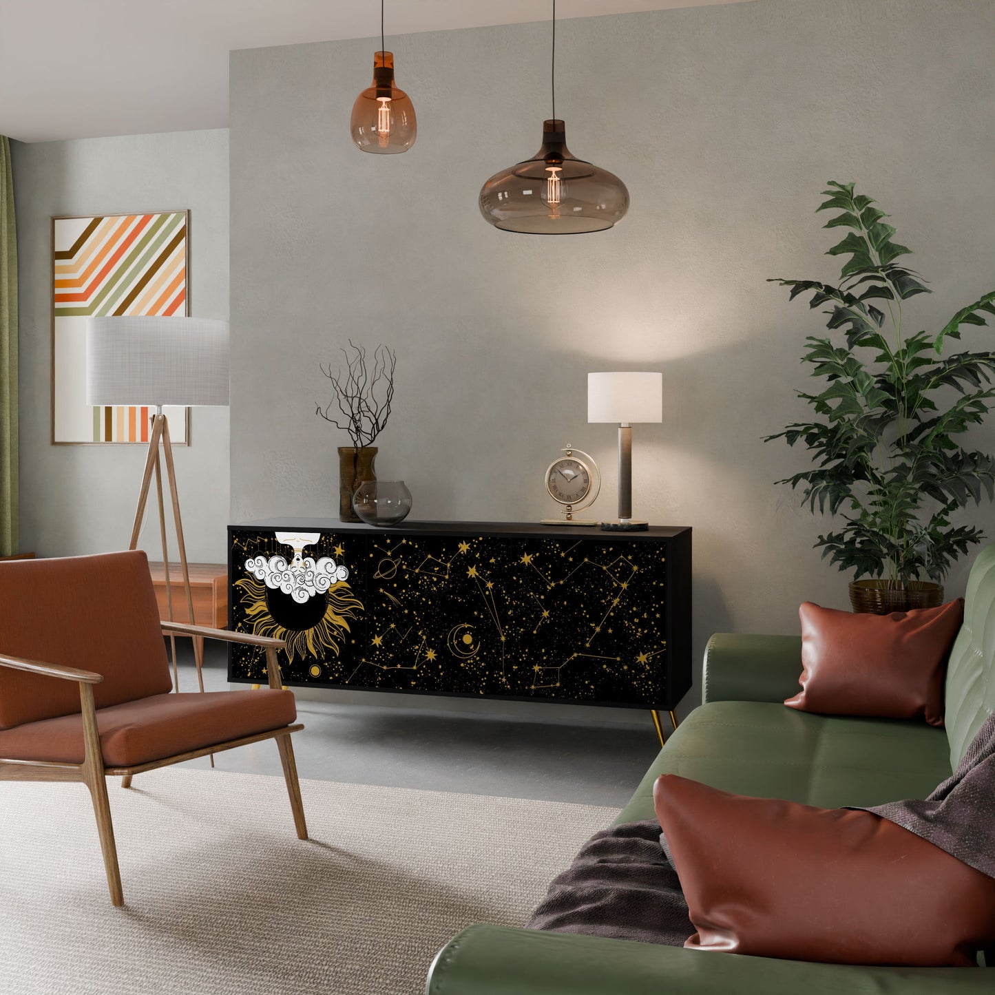 Credenza STELLAR CONSTELLATIONS a 3 ante in finitura nera