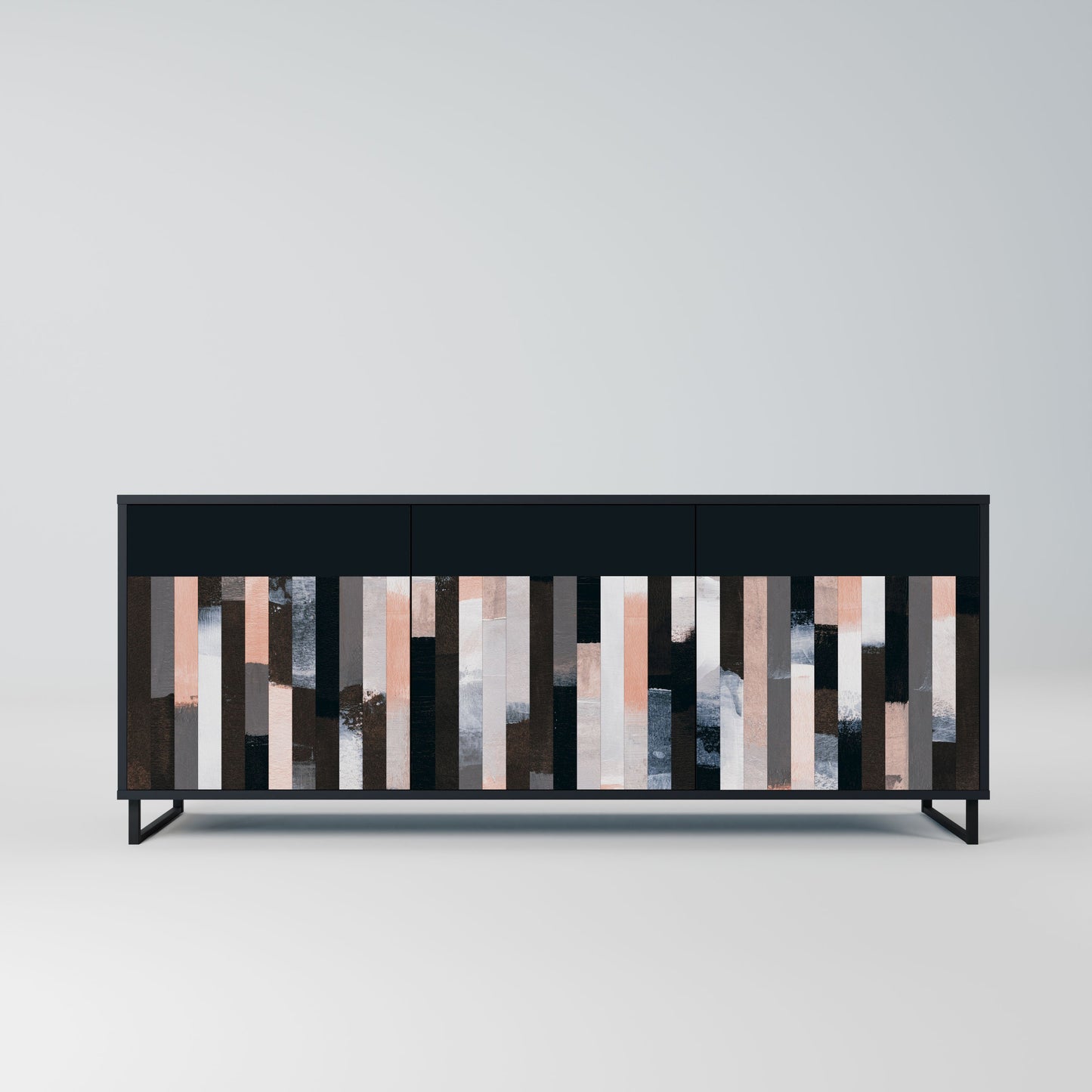Credenza COLLAGE OF RECTANGLES a 3 ante in finitura nera
