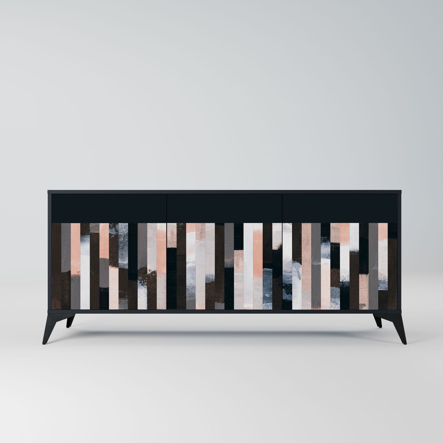 Credenza COLLAGE OF RECTANGLES a 3 ante in finitura nera
