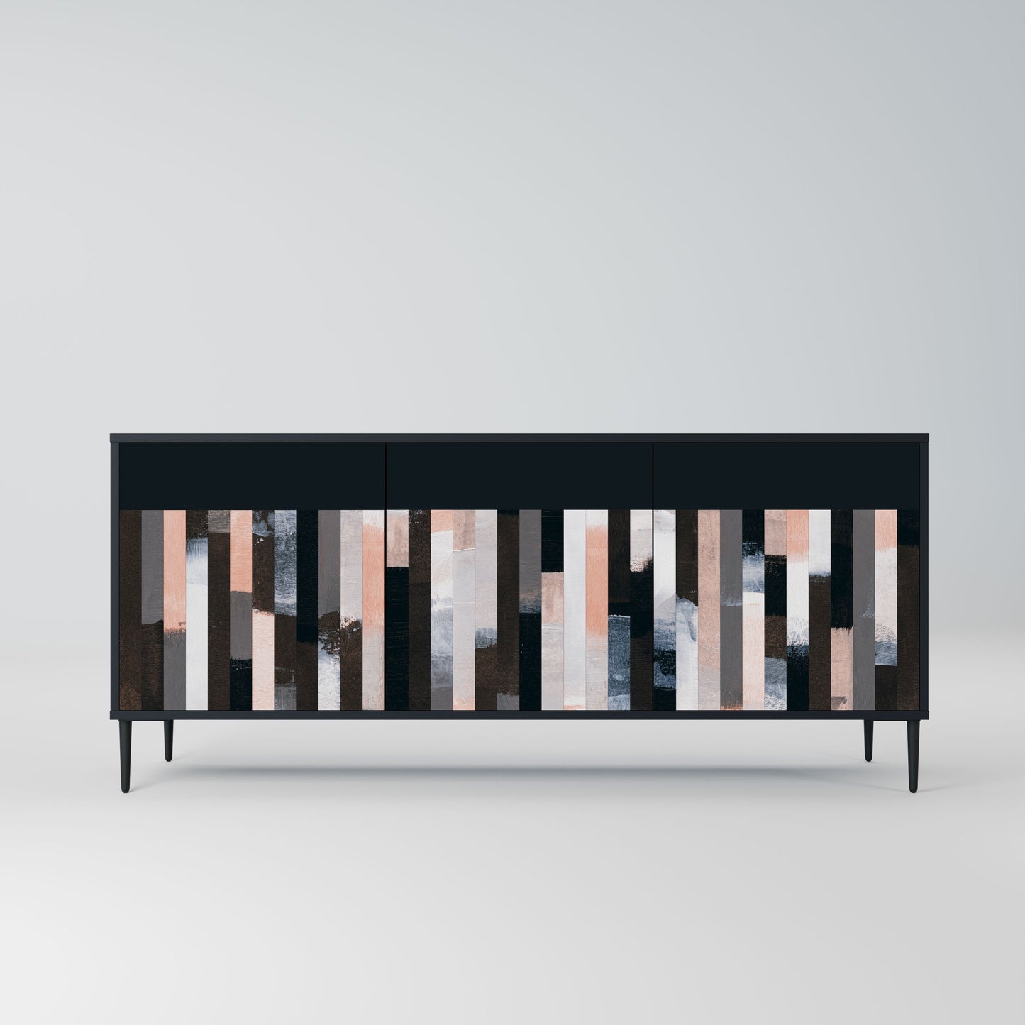 Credenza COLLAGE OF RECTANGLES a 3 ante in finitura nera