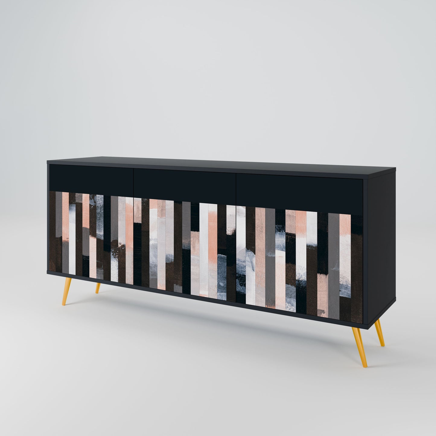 Credenza COLLAGE OF RECTANGLES a 3 ante in finitura nera