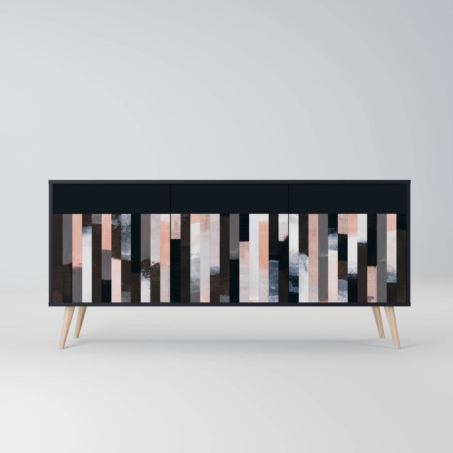 Credenza COLLAGE OF RECTANGLES a 3 ante in finitura nera